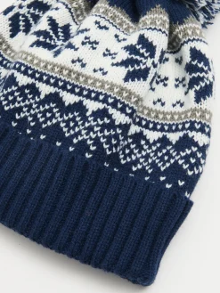 Cropp Czapki*Ciepła granatowa czapka z pomponem granatowy