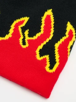 Cropp Czapki*Czapka beanie z nadrukiem płomieni czerwony