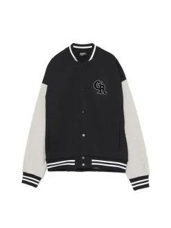 Cropp Bluzy*Czarna bluza college na zatrzaski czarny