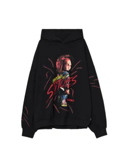 Cropp Bluzy*Czarna bluza hoddie z Laleczką Chucky czarny