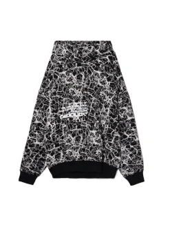 Cropp Bluzy*Czarna bluza hoodie z nadrukiem all over czarny