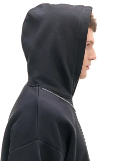 Cropp Bluzy*Czarna bluza hoodie z naszyjnikiem czarny