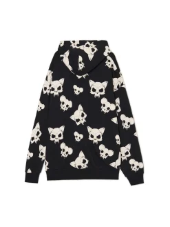 Cropp Bluzy*Czarna bluza z czaszkami kotów czarny