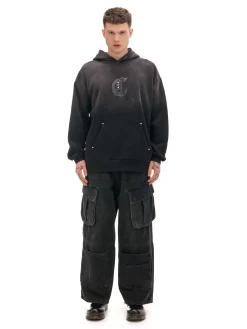 Cropp Bluzy*Czarna bluza z kapturem czarny