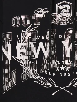 Cropp Unisex|Unisex*Czarna bluza z kapturem i napisami UNISEX czarny