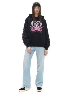 Cropp Bluzy*Czarna bluza z kapturem Kuromi czarny