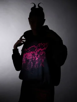 Cropp Bluzy*Czarna bluza z kapturem Monster High czarny