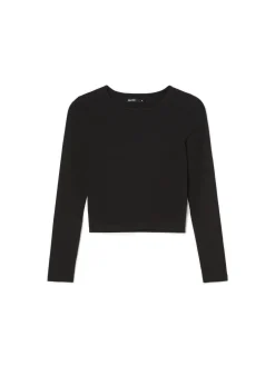 Cropp Koszulki, Topy*Czarna bluzka basic czarny
