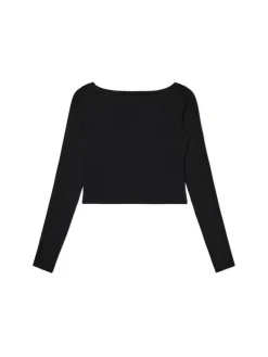 Cropp Koszulki, Topy*Czarna bluzka longsleeve z wiskozą czarny