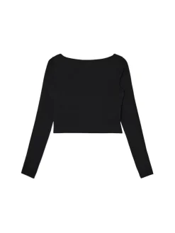Cropp Koszulki, Topy*Czarna bluzka longsleeve z wiskozą czarny
