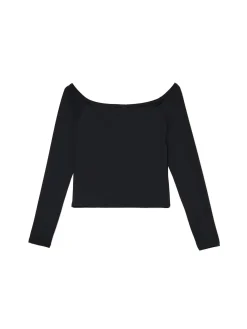 Cropp Koszulki, Topy*Czarna bluzka typu carmen czarny