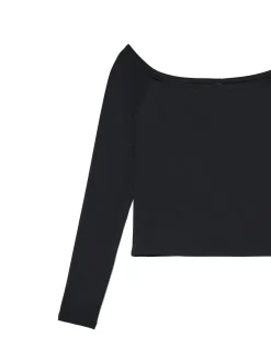 Cropp Koszulki, Topy*Czarna bluzka typu carmen czarny