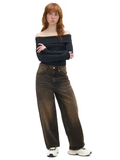 Cropp Koszulki, Topy*Czarna bluzka z odkrytymi ramionami czarny