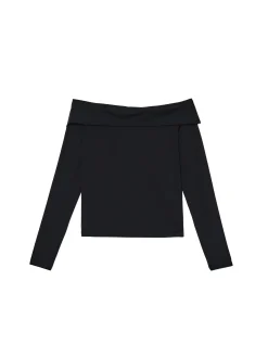 Cropp Koszulki, Topy*Czarna bluzka z odkrytymi ramionami czarny