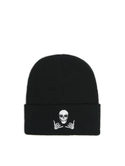 Cropp Czapki*Czarna czapka beanie z kościotrupem czarny