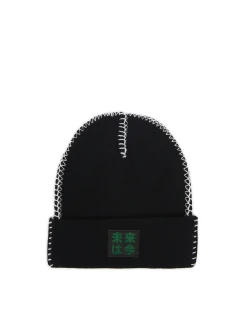 Cropp Czapki*Czarna dzianinowa czapka z obszyciem czarny