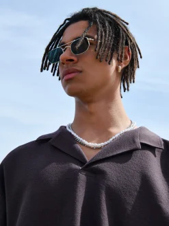 Cropp Koszulki*Czarna gładka koszulka polo szary