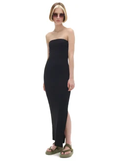 Cropp Sukienki, Kombinezony*Czarna gładka sukienka midi czarny