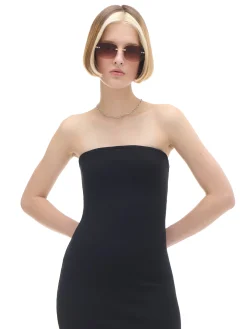 Cropp Sukienki, Kombinezony*Czarna gładka sukienka midi czarny