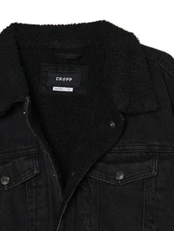 Cropp Kurtki, Płaszcze|Denim*Czarna jeansowa kurtka sherpa czarny