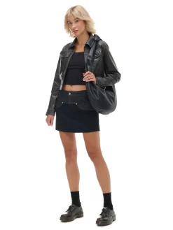 Cropp Spódnice*Czarna jeansowa spódnica mini szary