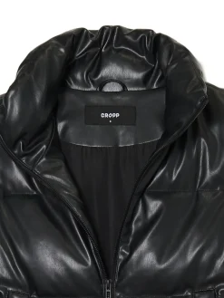 Cropp Kurtki, Płaszcze*Czarna kamizelka z efektem skóry czarny