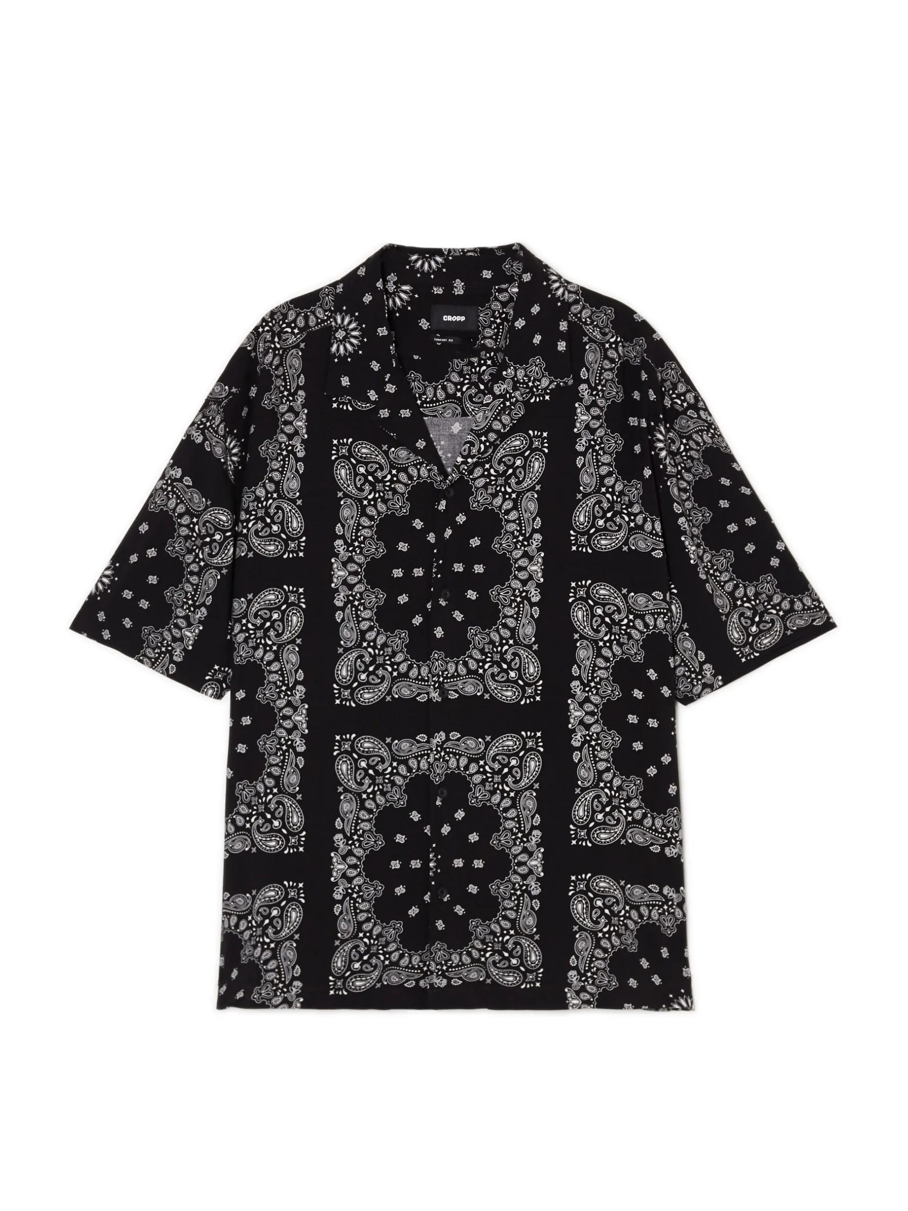 Cropp Koszule*Czarna koszula z krótkim rękawem czarny