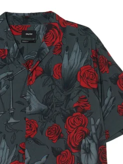 Cropp Koszule*Czarna koszula z motywem róż szary