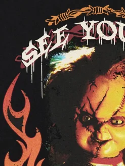 Cropp Koszulki*Czarna koszulka z Laleczką Chucky czarny