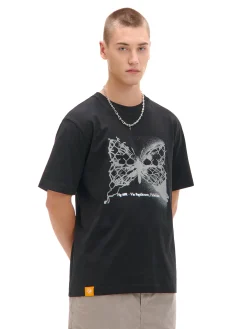 Cropp Koszulki*Czarna koszulka z motylem czarny