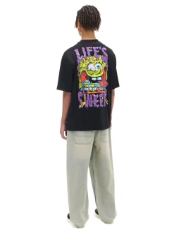Cropp Koszulki*Czarna koszulka z motywem SpongeBoba czarny