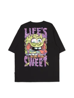 Cropp Koszulki*Czarna koszulka z motywem SpongeBoba czarny