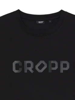 Cropp Koszulki*Czarna koszulka z nadrukiem czarny