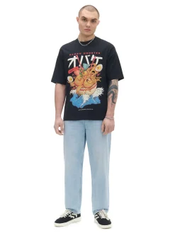 Cropp Koszulki*Czarna koszulka z nadrukiem czarny