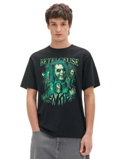 Cropp Koszulki|Unisex*Czarna koszulka z nadrukiem Beetlejuice UNISEX czarny