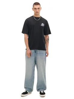 Cropp Koszulki*Czarna koszulka z nadrukiem czarny