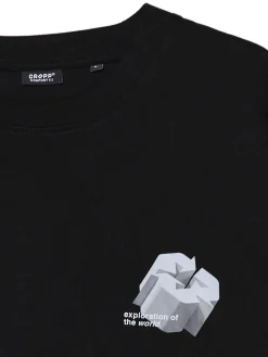 Cropp Koszulki*Czarna koszulka z nadrukiem czarny