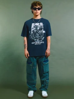 Cropp Koszulki*Czarna koszulka z nadrukiem Warhammer czarny