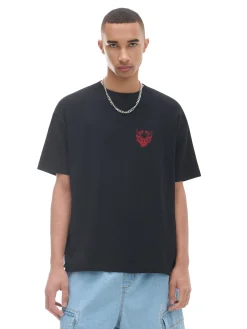 Cropp Koszulki*Czarna koszulka z naszywką czarny