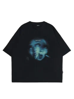 Cropp Koszulki*Czarna koszulka z printem czarny