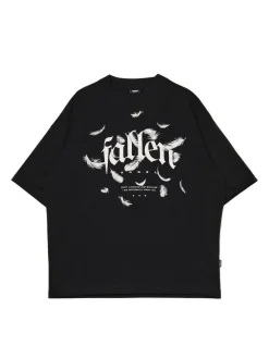 Cropp Koszulki*Czarna koszulka ze sloganem czarny