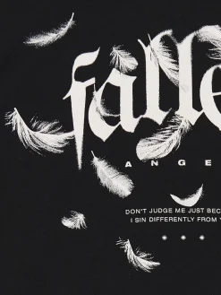 Cropp Koszulki*Czarna koszulka ze sloganem czarny