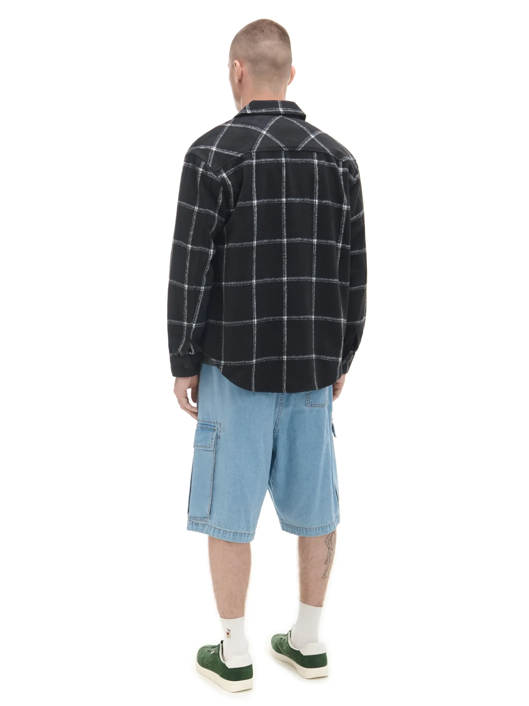 Cropp Koszule*Czarna kraciasta koszula z domieszką wełny czarny