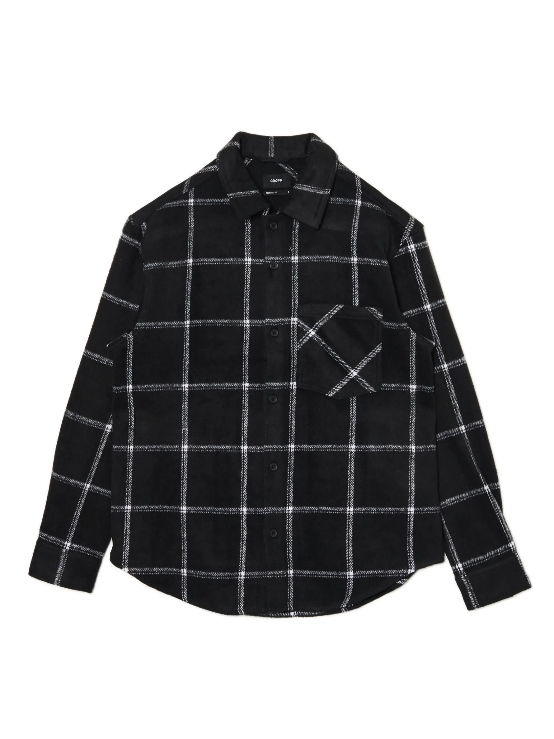 Cropp Koszule*Czarna kraciasta koszula z domieszką wełny czarny