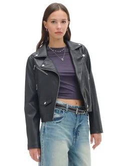 Cropp Kurtki, Płaszcze*Czarna kurtka biker czarny