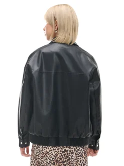 Cropp Kurtki, Płaszcze*Czarna kurtka bomber ze sztucznej skóry czarny