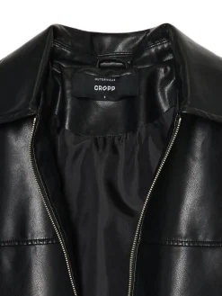 Cropp Kurtki, Płaszcze*Czarna kurtka bomber ze sztucznej skóry czarny