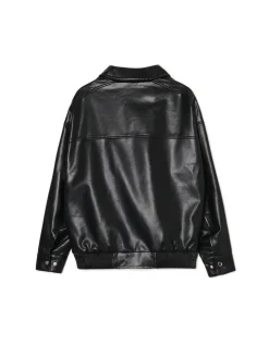 Cropp Kurtki, Płaszcze*Czarna kurtka bomber ze sztucznej skóry czarny