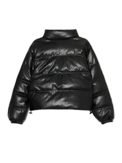 Cropp Kurtki, Płaszcze*Czarna kurtka puffer z efektem skóry czarny