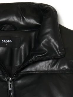 Cropp Kurtki, Płaszcze*Czarna kurtka puffer z efektem skóry czarny